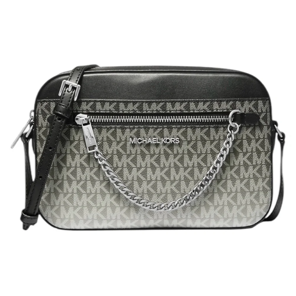 Michael Kors NWT Black and Gray Signature Ombré Jet Set Convertible Crossbody